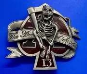Grim Reaper The Ace of Spades Lucky #13 Skeleton Bones Gambling Belt Buckle