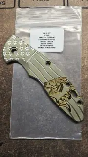 Hinderer Knives OEM Smooth Battle Green Silver Stars/Stripes Bronze Horse Head