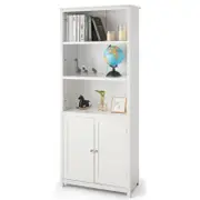 Giantex Bookcase Display Shelf Wooden Storage Cabinet Bookshelf Stand w/Doors Book Organizer Home Office White