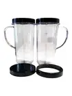 2 Nutri Bullet Blender Mugs Cup 1 Lip Rings 2 Lids Handles Replacement Parts