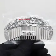 Soiid 999 Fine Silver Comb Chinese Peony Pattern Portable Comb 3.8inch Best GIFT