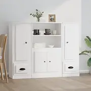 Highboards 3 pcs White Engineered Wood Dining Storage