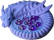 Dragon's Embrace Dice Holder - Purple & Blue Matte Pastel Gradient, 7 Dice Capacity, Hand-Applied Eyes, Unique RPG Accessory