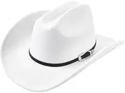 [ZJSCNBE] Unisex Western Cowboy Hat with Leather Vintage Big-Edge Gentleman Cowgirl Jazz Hat Cloche Sombrero Hombre Caps