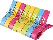 Justivana Pack of 8 Large Bright Colour Plastic Beach Towel Pegs Clips for Sunbed Colours