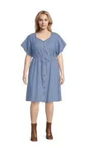 Terra & Sky Women’s Plus Size Shirt Dress With Flutter Sleeve Woven Dress 2X
