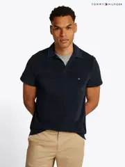 Tommy Hilfiger Blue Regular Fit Towelling Short Sleeve Polo Shirt (F54962) | $196