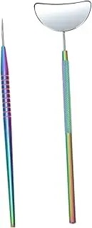 Healeved 1 Set Eyelash Rod Mirror Professional Lash Grafting Assistant Tool Kit for Salon Home Use Durable Removable Handle for Easy Portability