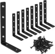 LuckIn 8 Pack Shelf Bracket, 5'' x 3'' L Brackets for Shelves, Heavy Black