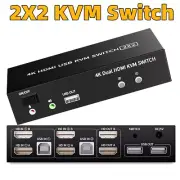 2X2 Dual Monitor KVM Switch HDMI 2 Port 4K 60Hz USB KVM Switcher for 2 Computers