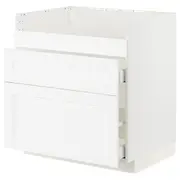 METOD / MAXIMERA base cb f HAVSEN snk/3 frnts/2 drws, white Enköping/white wood effect, 80x60x80 cm