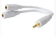 Headphone Earbud Y Splitter Adapter Cable 3.5mm RCA Jack, Smart Iphone, Ipad.