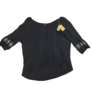Stetson Peasant Blouse Shirt Cross Stitched Sleeve Women's Medium M NWT
