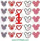 Mickey Ears Valentine Water Slide Nail Decal Salon Quality