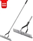 15-Inch Thatch Rake Landscaping Tool Heavy Duty with Stainless Steel Handle for