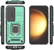 Protective Case Compatible with Samsung Galaxy S25 5G Phone Case Slim Case Kickstand Phone Case PC & TPU Phone Case Cover Push Window Phone Case Case Shell Cover(Green)
