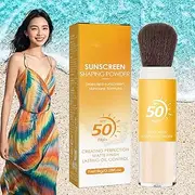 Mineral Sunscreen Setting Powder SPF 50 PA++, Mineral Brush PowderOil Control Matte Finish Loose Powder, Translucent Face Powder for All Skin, Smooth Lightweight Breathable (1pc)