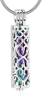 [LIBTS] Heart vial cylinder cremation jewelry urn necklace for ashes Memorial pendant for loved one with nice box, Stainless Steel, No Gemstone