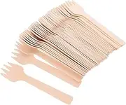 HEATSHAKING 100Pcs Wooden Forks Natural Appetizer Picks Fruit Forks for Parties Picnics Snack Platters