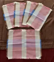 IKEA Pink Beige Stripe STRANDFLOKA Placemats W/ Fringe Ends Set Of 5 NEW