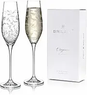Brilant Vision Champagne Glasses, Lead-Free Champagne Glasses, Handmade Modern Aperitif Glasses with Crystal, Ready-to-Gift Packaging 210 ml, Pack of 2