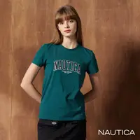 在飛比找momo購物網優惠-【NAUTICA】女裝 撞色字母經典短袖T恤(綠)