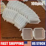 100PCS Clear Plastic Mini Box Earplugs Jewelry Bead Earing Storage Case US STOCK