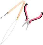 TOGEVAL 3pcs Hair Extension Accessory Kit Premium Loop Needle Threader Bead Roller Tool Beginner Friendly Styling Tools for Hair Extensions Portable Durable