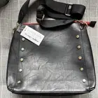 Social Threads Black Crossbody Bag W Studs - Vegan Leather - Red Lining - NWT