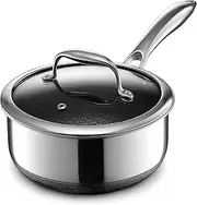 HexClad Hybrid Nonstick 2-Litre Saucepan with Tempered Glass Lid, Stay-Cool Handle, Dishwasher-Friendly, Oven-Safe Up to 480°C, Induction Ready, Compatible with All Cooktops