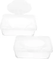 MINAOLULUS 2Pcs Wipes Dispenser Portable Wipe Holder for Bathroom Refillable Wet Tissue Case Dustproof Container for Home for Nursery Kitchen and Living