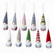 Catzon 10Pcs Christmas Tree Hanging Gnomes Ornaments Handmade Plush Gnomes Santa Elf Hanging Home Decorations Holiday Decor