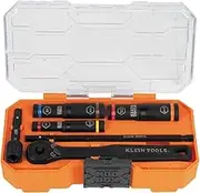 Klein Tools A-65238 KNECT Impact Socket Set, Deep Socket Set with Wrench, 3 Heavy Duty Color Coded Flip Sockets, 6 SAE Socket Sizes, Ratchet, Multi-purpose Adapter and MODbox Case