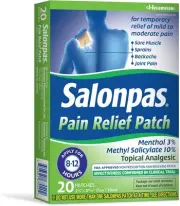 Salonpas Pain Relief Patch, 20 Count (Pack of 1), Up to 12 Hours Temporary Relie