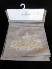 NWT Everyday Elegance Merry Christmas Table Runner 13x72 Gray Velvet/Silver Tree