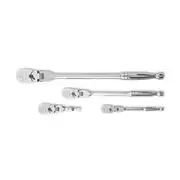 GearWrench Flexible Head Ratcheting Socket Handle Full Polish - 1/4, 3/8, 1/2 Inch Drive, 4 Piece - 81230P