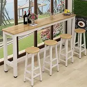 Nuipesn Classic Space Saving Bar Table, Multi-Functional Storage with Reinforced Steel Frame, Spacious Desktop, Eco-Friendly Materials(Natural+White Frame, L120*W40*H100cm(no Chairs))