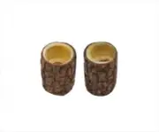Set Of 2 Wooden Natural Egg Cup