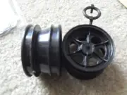 Lot of 2 Vintage Tamiya Black Plastic RC Car Wheels 2 1/4" Wide