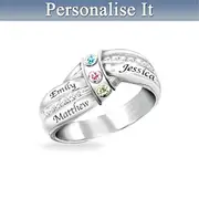 'A Mother's Embrace' Personalised Birthstone Silver Ring