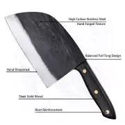 Qulajoy Serbian Chef Knife 6.7 Inch - High Carbon Steel Meat Cleaver -