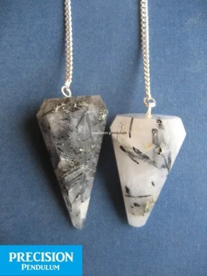Solid Rutilated Phantom Quartz Faceted Precision Pendulum Crystal Gemstone