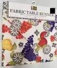 Fabric Printed Table Runner 13" x 72", FRUITS ON WHITE # 1 by BH