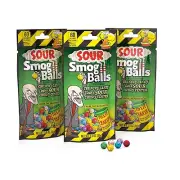 TOXIC WASTE 3-Pack Bags of Sour Smog Balls Deliciously Candy