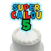 Super Mario Bros PERSONALISED Cake Topper. Loot Bag Party Supplies Cake Custom