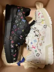 Black and White Louis Vuitton Takashi Murakami LV Trainer Sneakers New 5.5 25cm