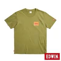 在飛比找Yahoo奇摩購物中心優惠-EDWIN 仿皮牌印花 LOGO短袖T恤-男-橄欖綠