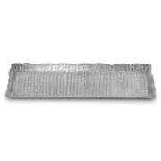 India Handicrafts 15871 Polished Silver Tone Hammered Long Rectangular 20 x 8...