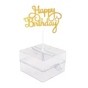 Cake Money Box Set, Money Pulling Cake Making Mold,Cake ATM Money Box with Gold Glitter Happy Birthday Cake Topper As Shown