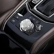 Canvcle Bling Accessories for 2017-2022 CX-5 CX-4/2014-2021 Mazda 6/2014-2018 Mazda 3 Media Control Volume Knob Cover Stickers Diamond Crystal Shiny Decorative for Women Men Crystal Silver 1PCS